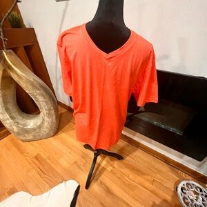 Vibrant Orange Short Sleeve V-Neck Tee